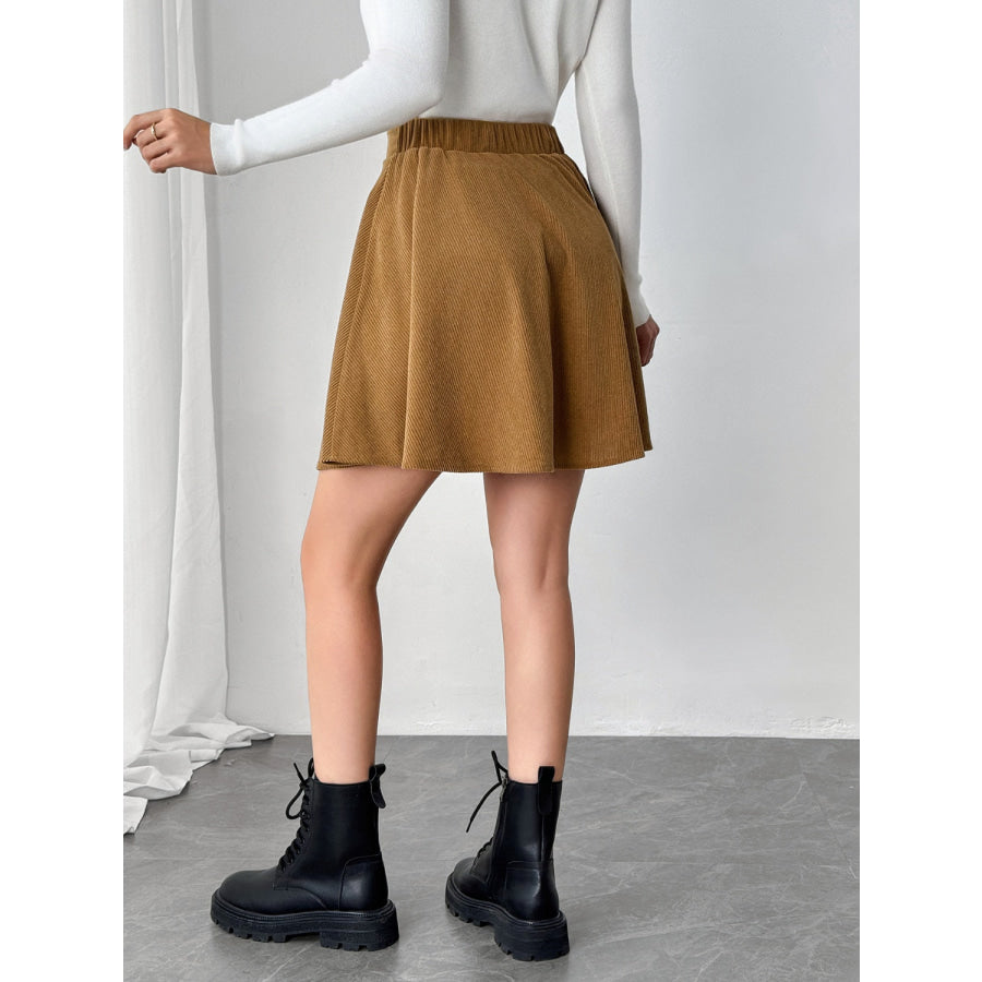 Buttoned Mini Skirt Caramel / S Apparel and Accessories