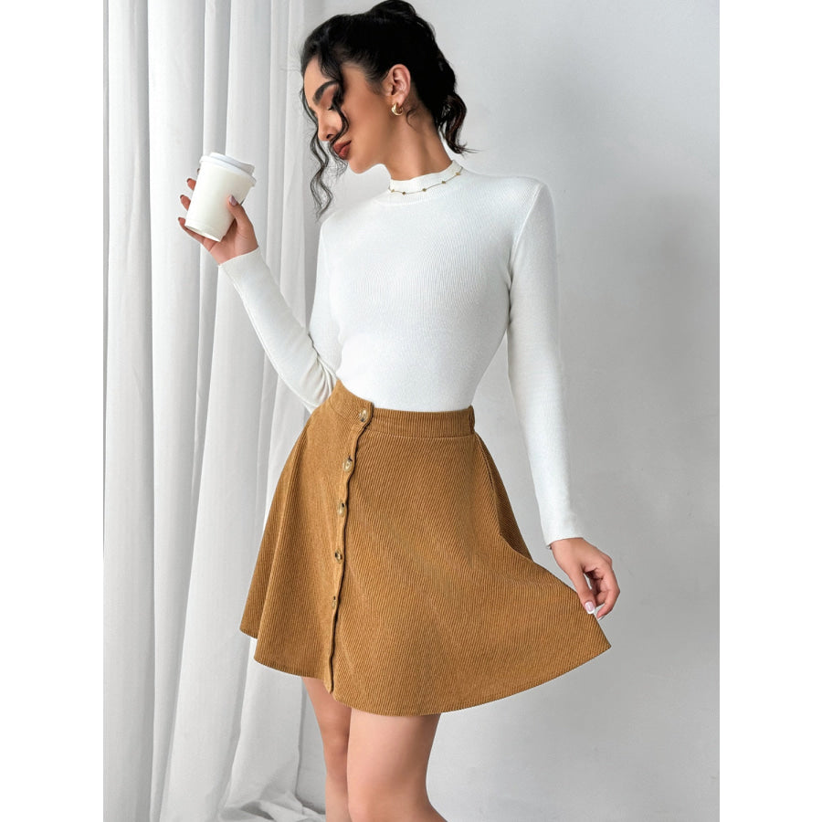 Buttoned Mini Skirt Apparel and Accessories