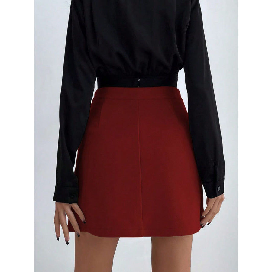 Buttoned Mini Skirt Apparel and Accessories