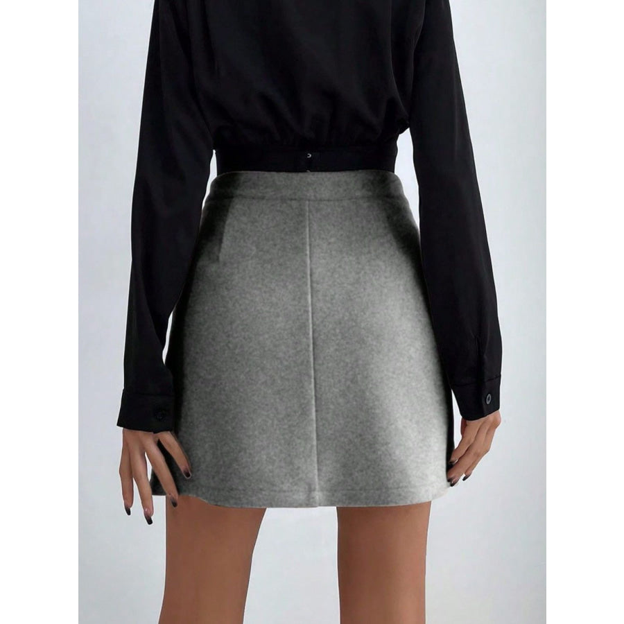 Buttoned Mini Skirt Apparel and Accessories