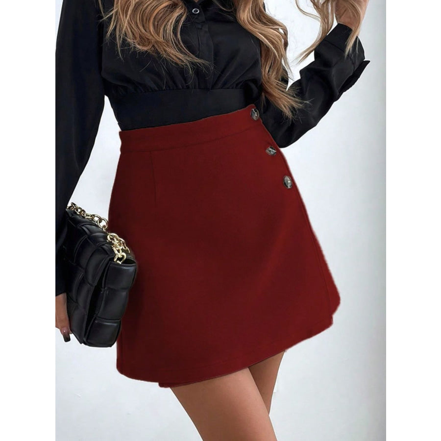 Buttoned Mini Skirt Apparel and Accessories