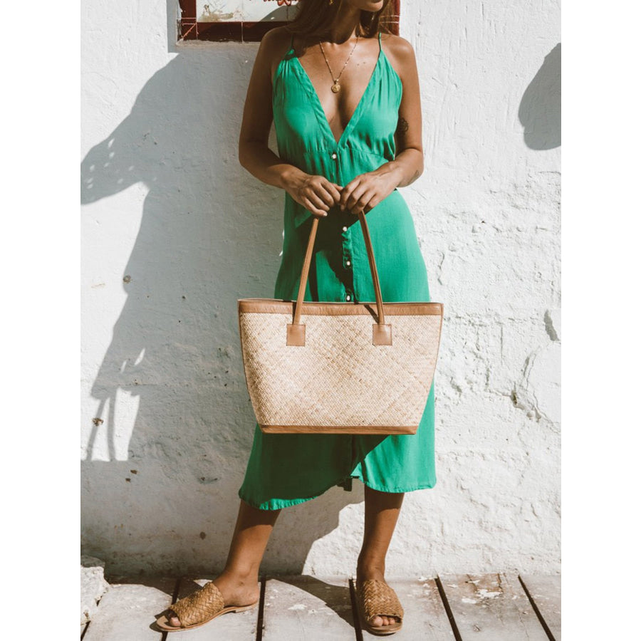 Buttoned Plunge Midi Cami Dress Green / S Apparel and Accessories