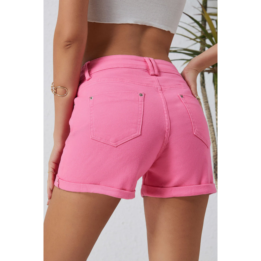 Buttoned Shorts with Pockets Apparel and Accessories