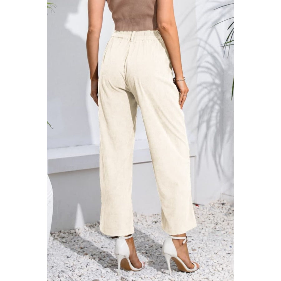 Buttoned Straight Hem Long Pants