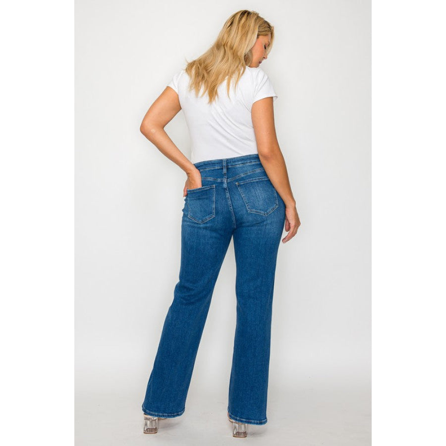 bytos Full Size Cat’s Whiskers High Rise Straight Jeans Apparel and Accessories