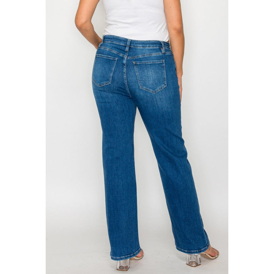 bytos Full Size Cat’s Whiskers High Rise Straight Jeans Apparel and Accessories