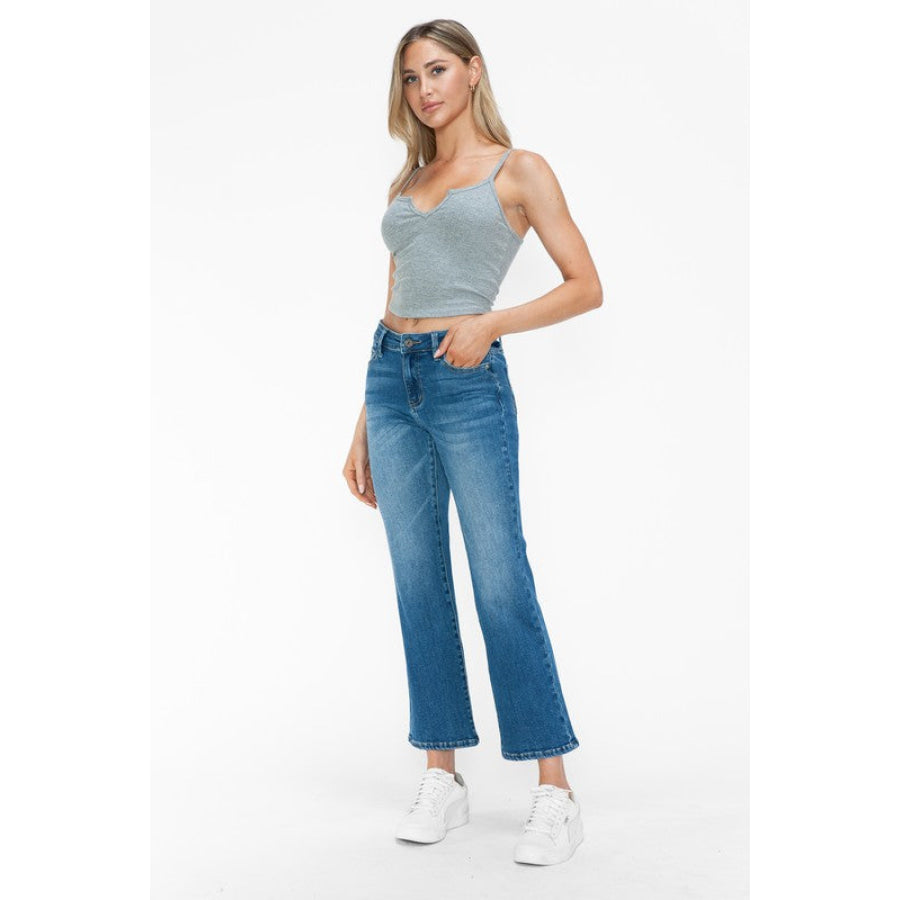 bytos Full Size Cat’s Whiskers Mid Rise Ankle Jeans Apparel and Accessories