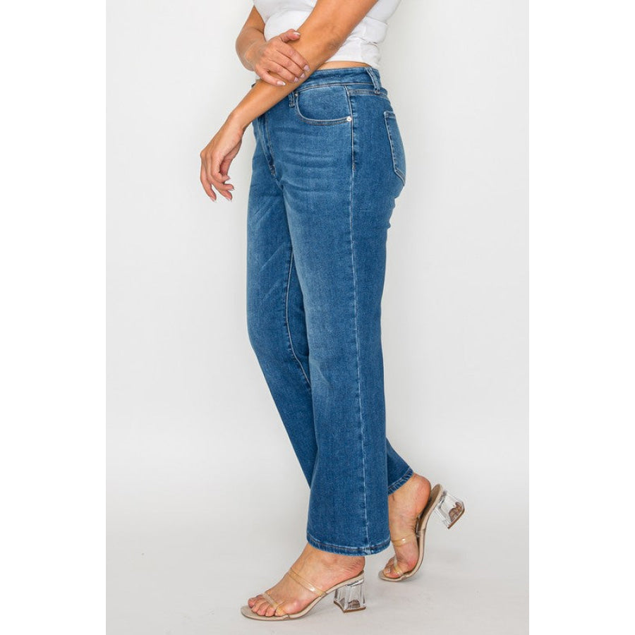 bytos Full Size Cat’s Whiskers Mid Rise Ankle Jeans Apparel and Accessories