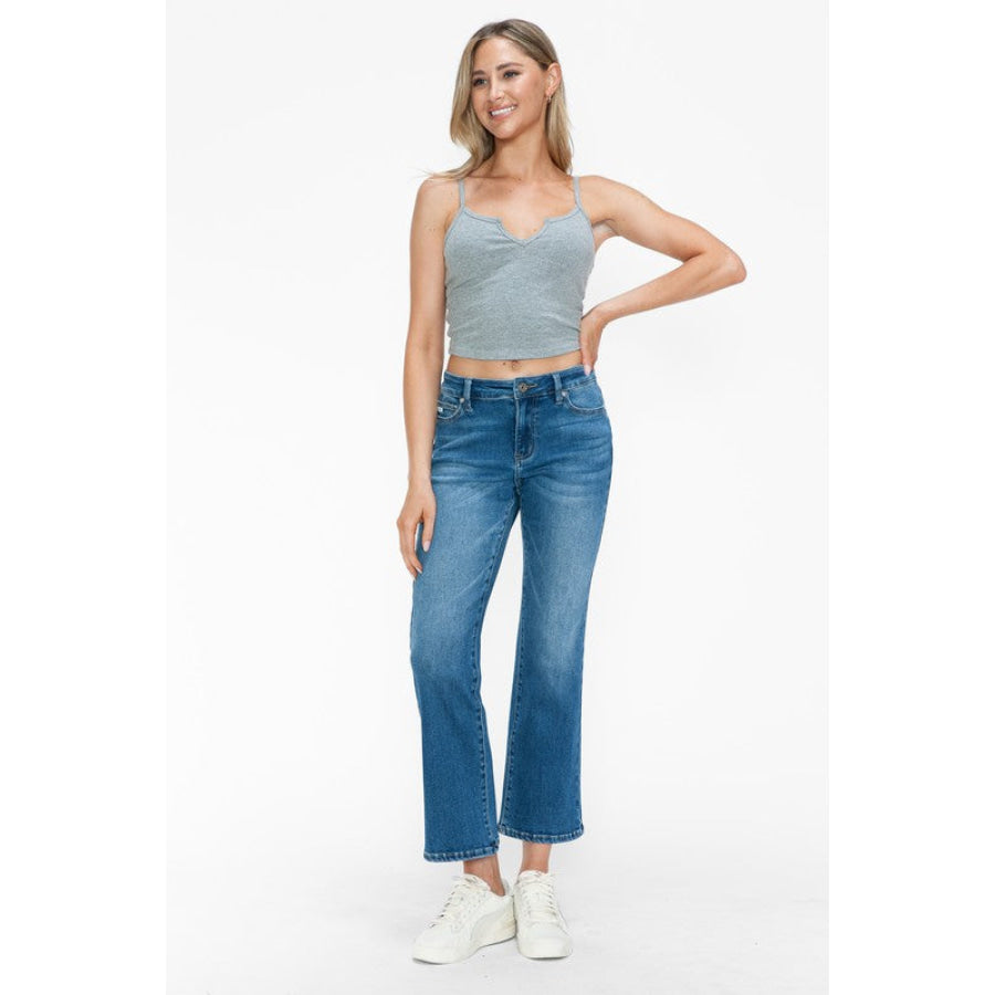 bytos Full Size Cat’s Whiskers Mid Rise Ankle Jeans Apparel and Accessories