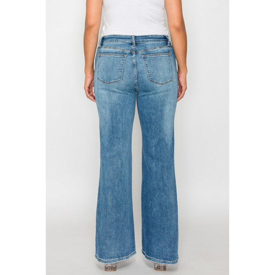 bytos Full Size Cat’s Whiskers Mid Rise Bootcut Jeans Apparel and Accessories