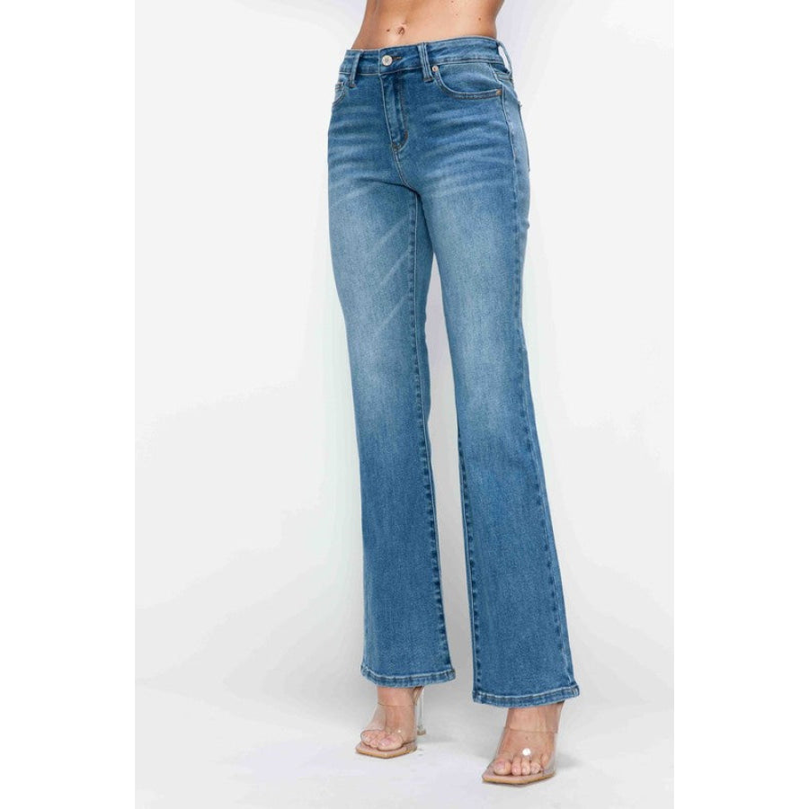 bytos Full Size Cat’s Whiskers Mid Rise Bootcut Jeans Apparel and Accessories