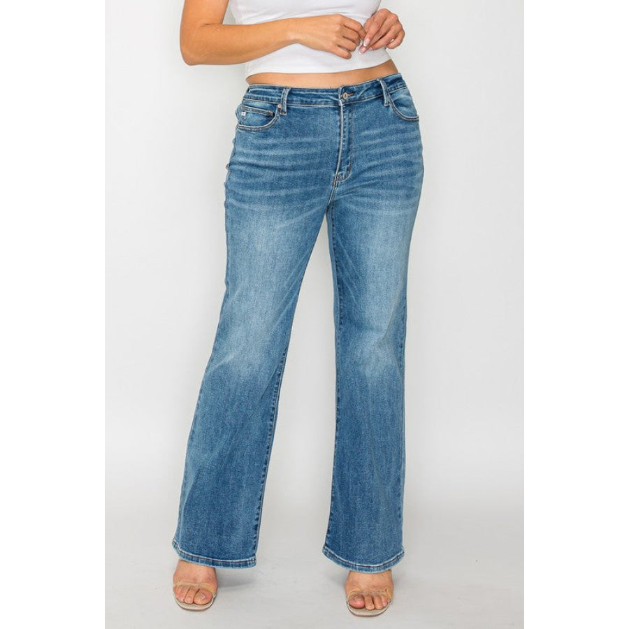 bytos Full Size Cat’s Whiskers Mid Rise Bootcut Jeans Apparel and Accessories