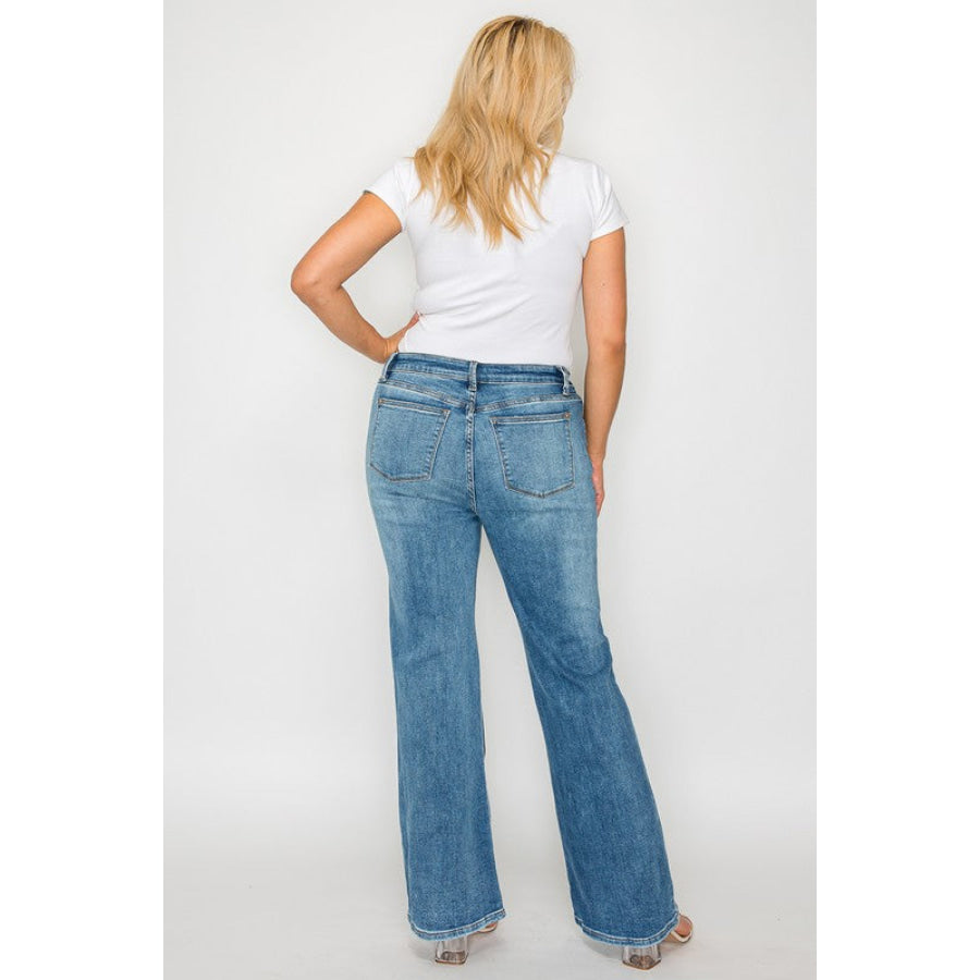 bytos Full Size Cat’s Whiskers Mid Rise Bootcut Jeans Apparel and Accessories