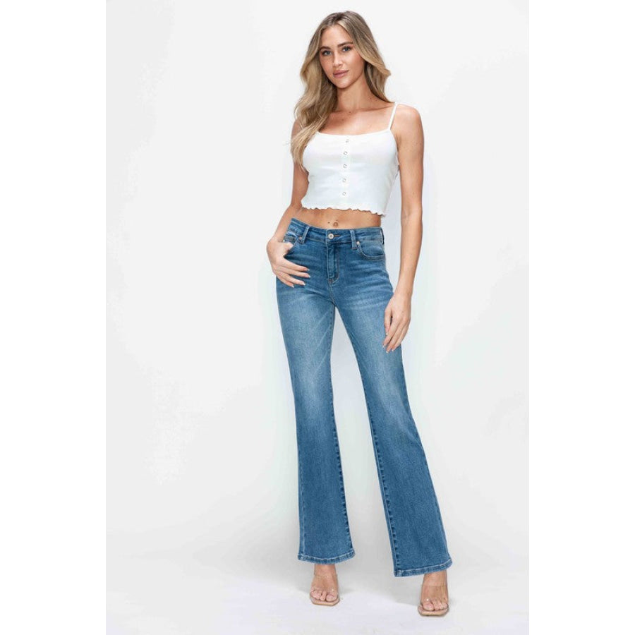 bytos Full Size Cat’s Whiskers Mid Rise Bootcut Jeans Apparel and Accessories