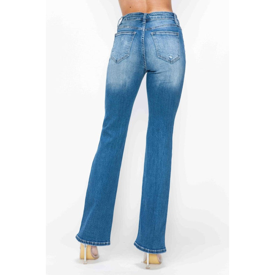 bytos Full Size Distressed High Rise Jeans with Pockets Apparel and Accessories