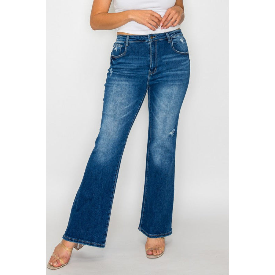 bytos Full Size High Rise Bootcut Jeans with Pockets Apparel and Accessories