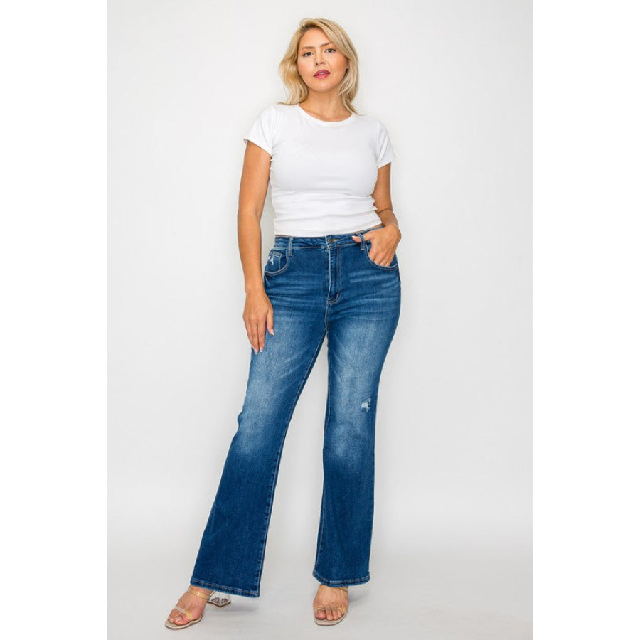 bytos Full Size High Rise Bootcut Jeans with Pockets Apparel and Accessories