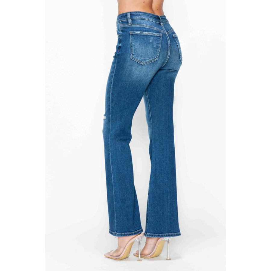 bytos Full Size High Rise Bootcut Jeans with Pockets Apparel and Accessories