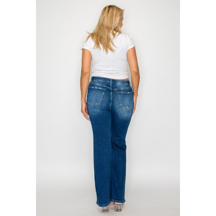 bytos Full Size High Rise Bootcut Jeans with Pockets Apparel and Accessories