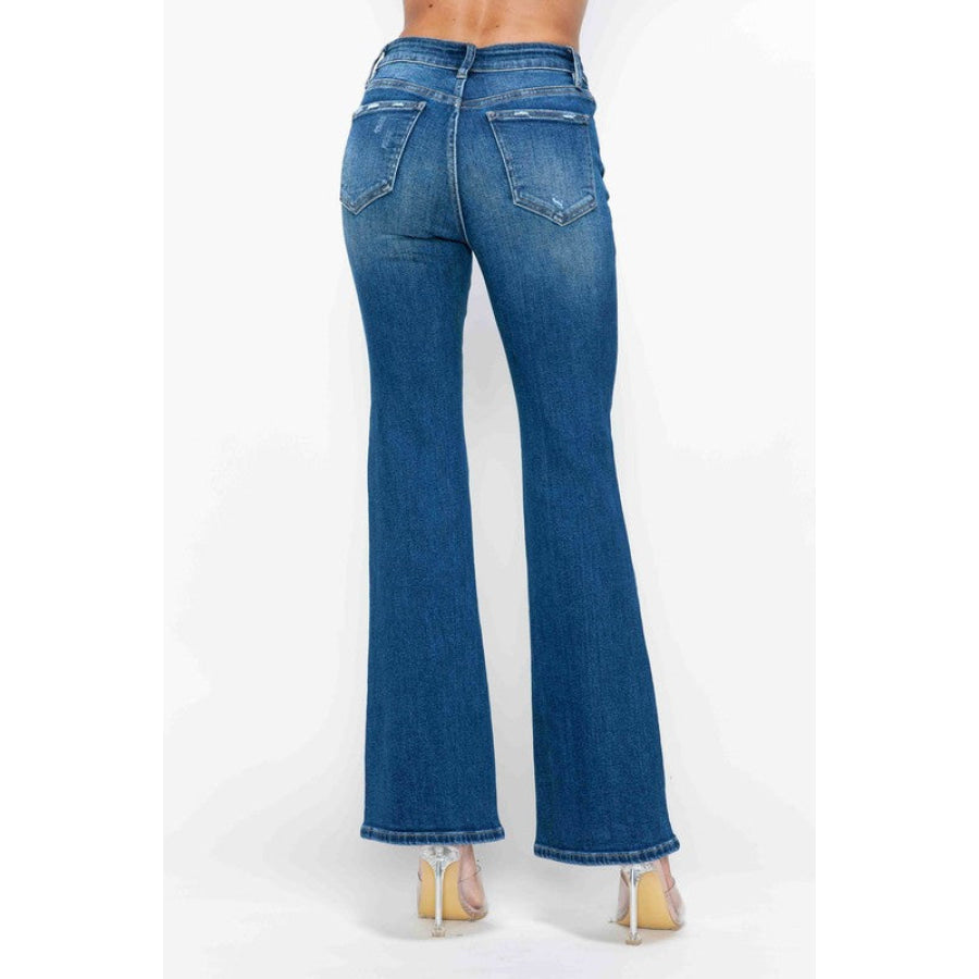 bytos Full Size High Rise Bootcut Jeans with Pockets Apparel and Accessories