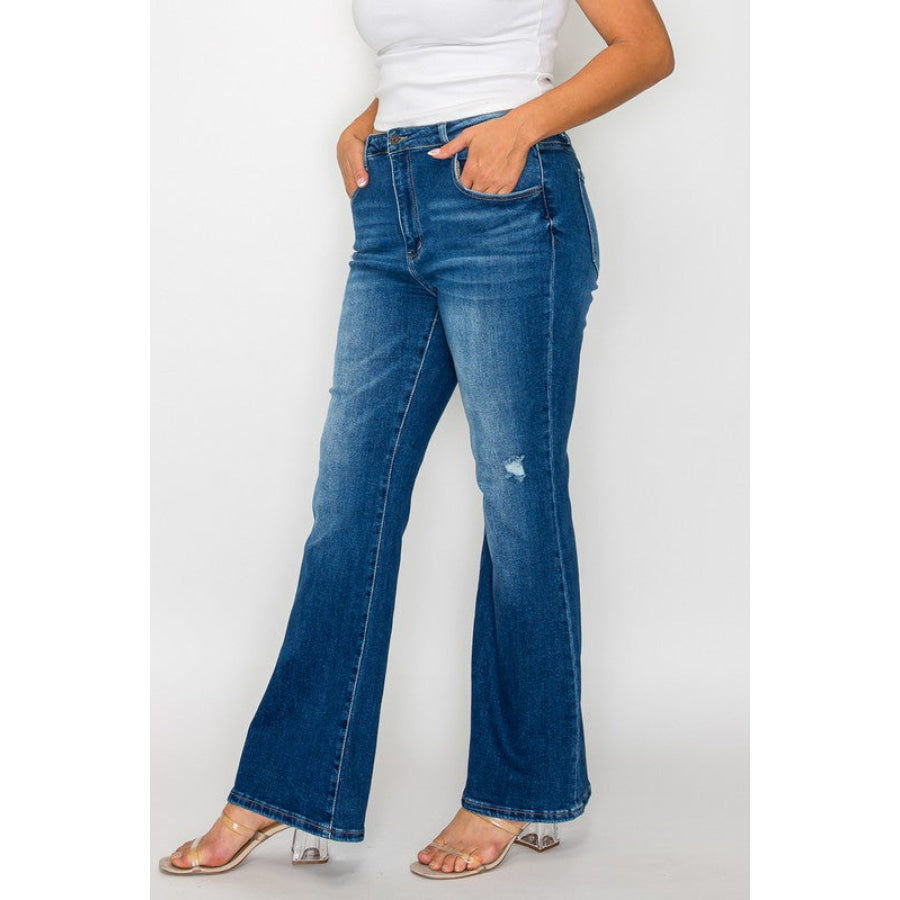 bytos Full Size High Rise Bootcut Jeans with Pockets Apparel and Accessories