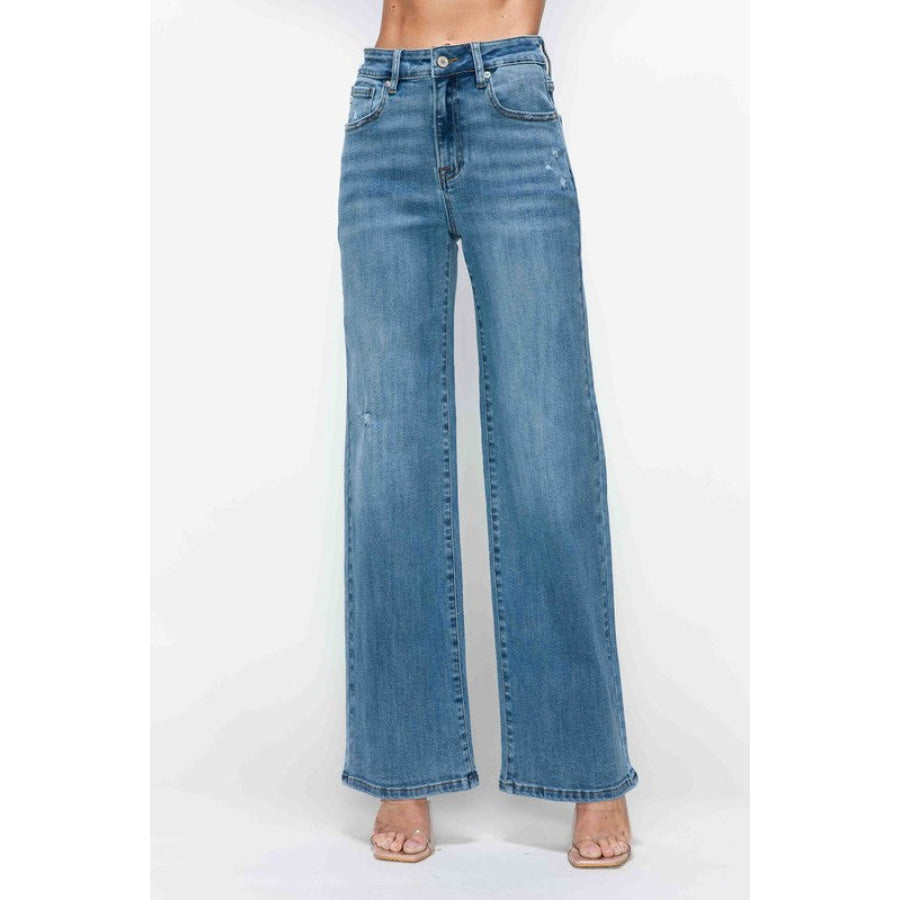 bytos Full Size High Rise Wide Leg Jeans with Pockets Medium / 1(25) Apparel and Accessories