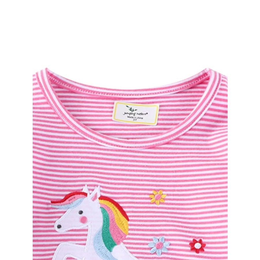 C=Children’s Unicorn Ruffle Sleeve Striped T-Shirt Apparel and Accessories