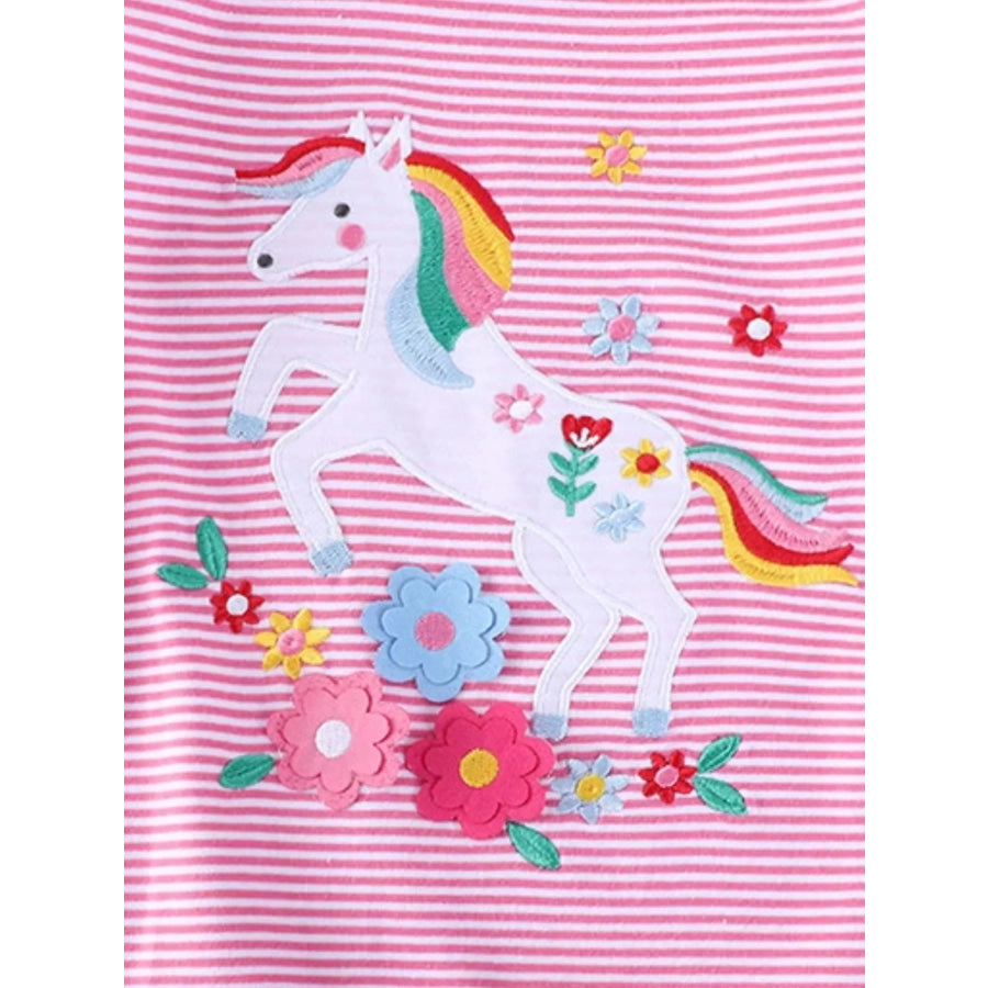 C=Children’s Unicorn Ruffle Sleeve Striped T-Shirt Apparel and Accessories