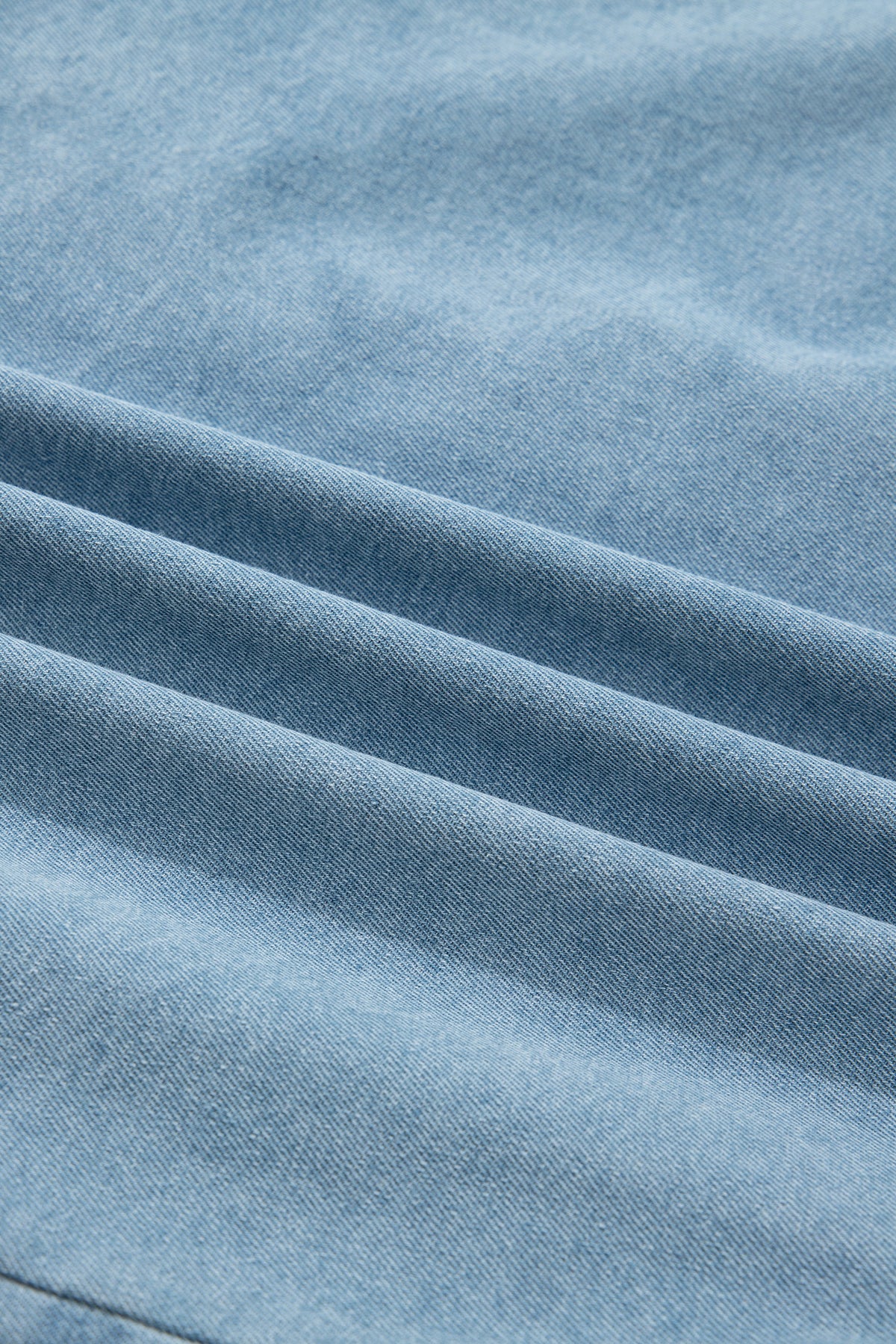 Myosotis Ruffle Detail Short Puff Sleeve Button Down Flap Pocket Denim Shirt