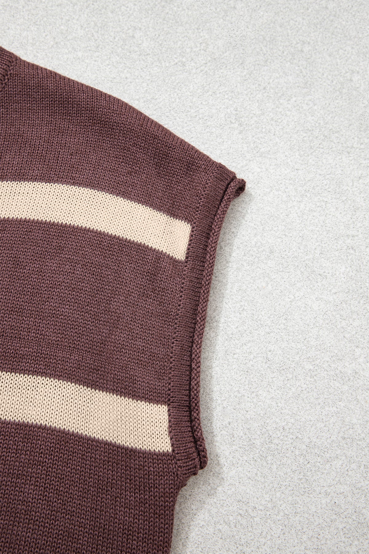 Rose Stripe Knit Western Short Sleeve Sweater