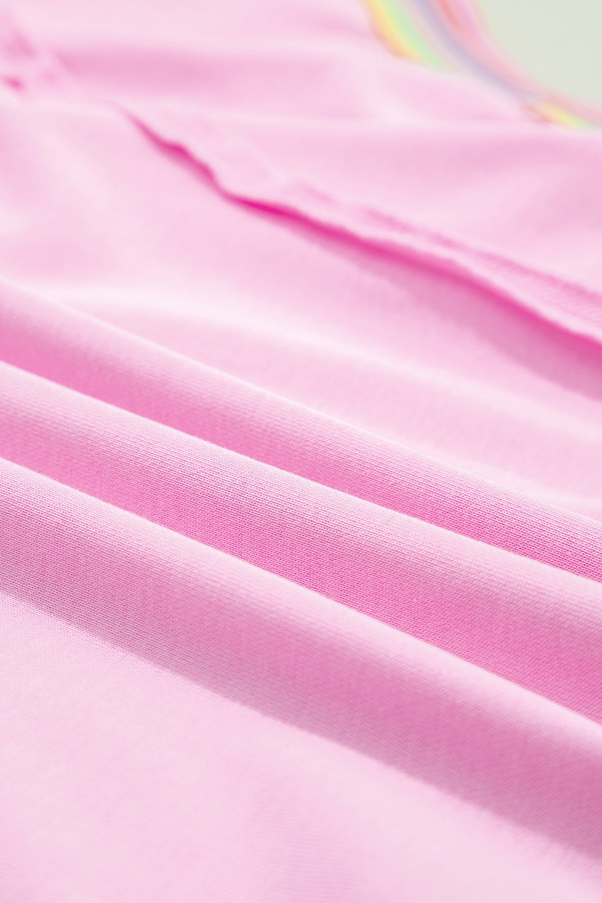 Pink Rainbow Stripe Ribbed Patchwork Raw Seam Oversize Polo Tee