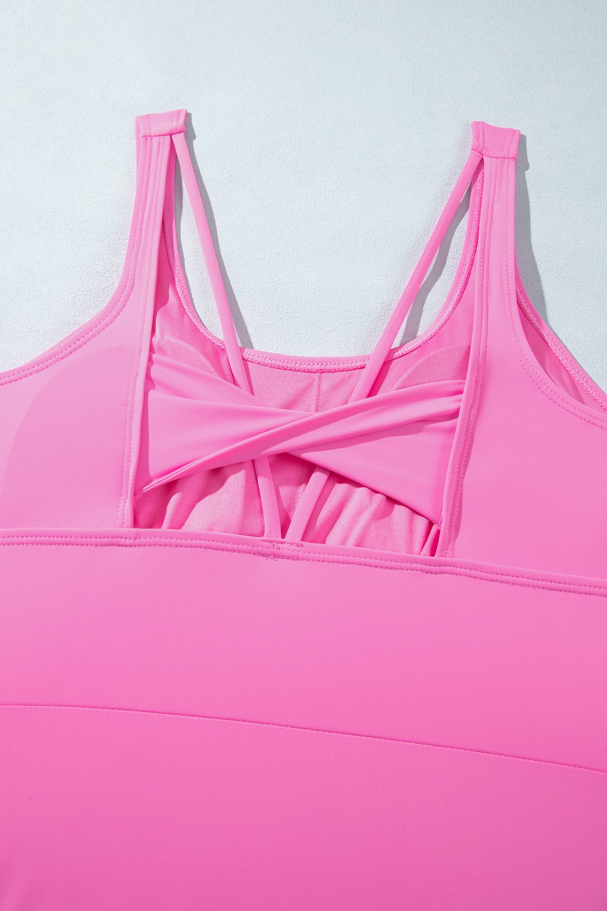 Bright Pink Twisted Strappy Back Active Mini Dress with Shorts
