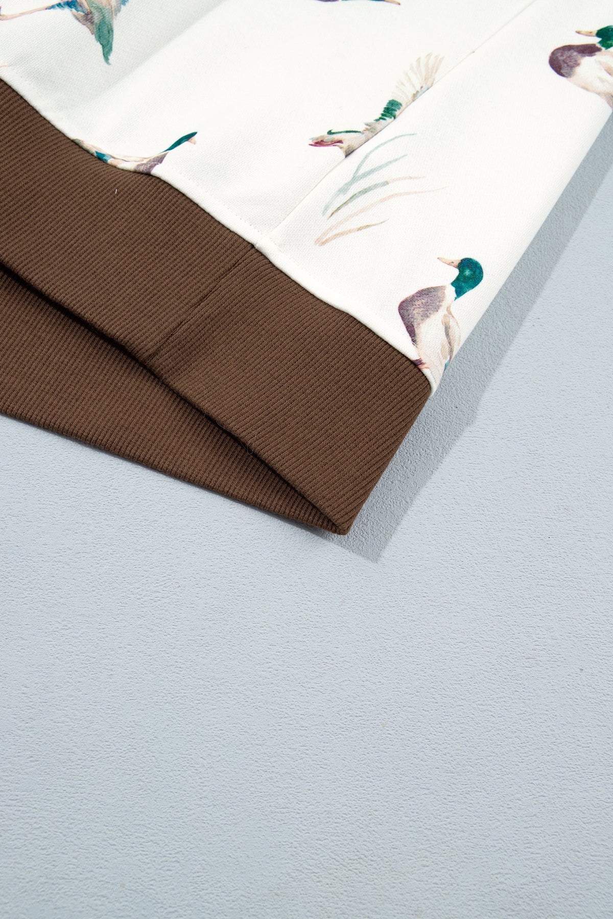 Beige Western Mallard Letter Print Baggy Pullover Sweatshirt