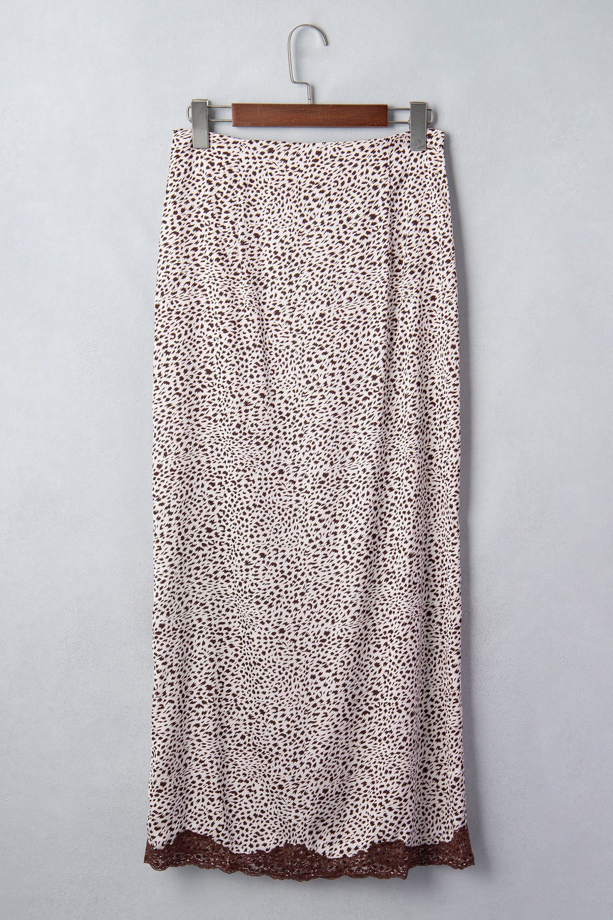 Brown Cheetah Print Trim Split Long Western Skirt