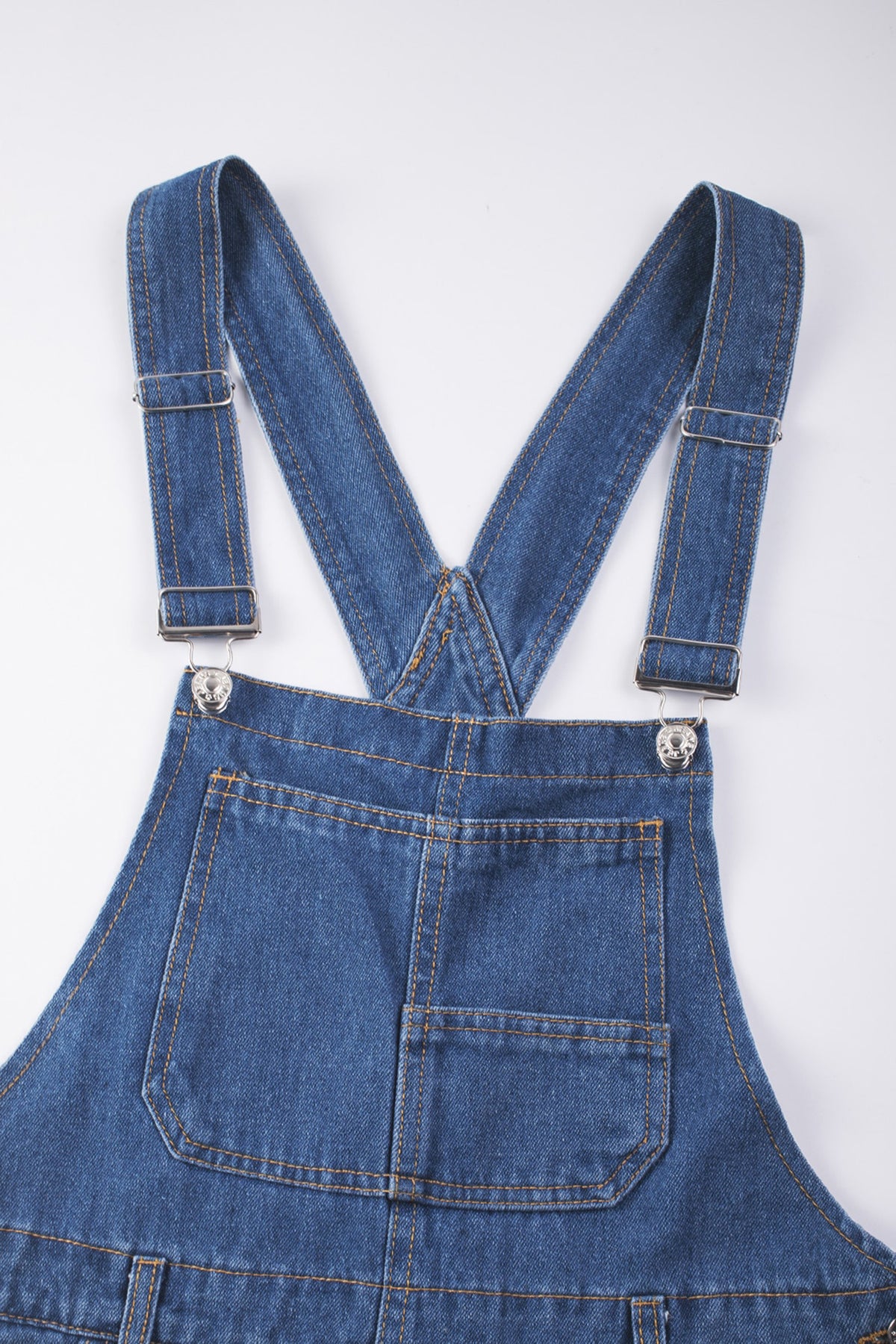 Light Blue Retro Bib Pocket Buckle Straps Casual Denim Jumpsuit