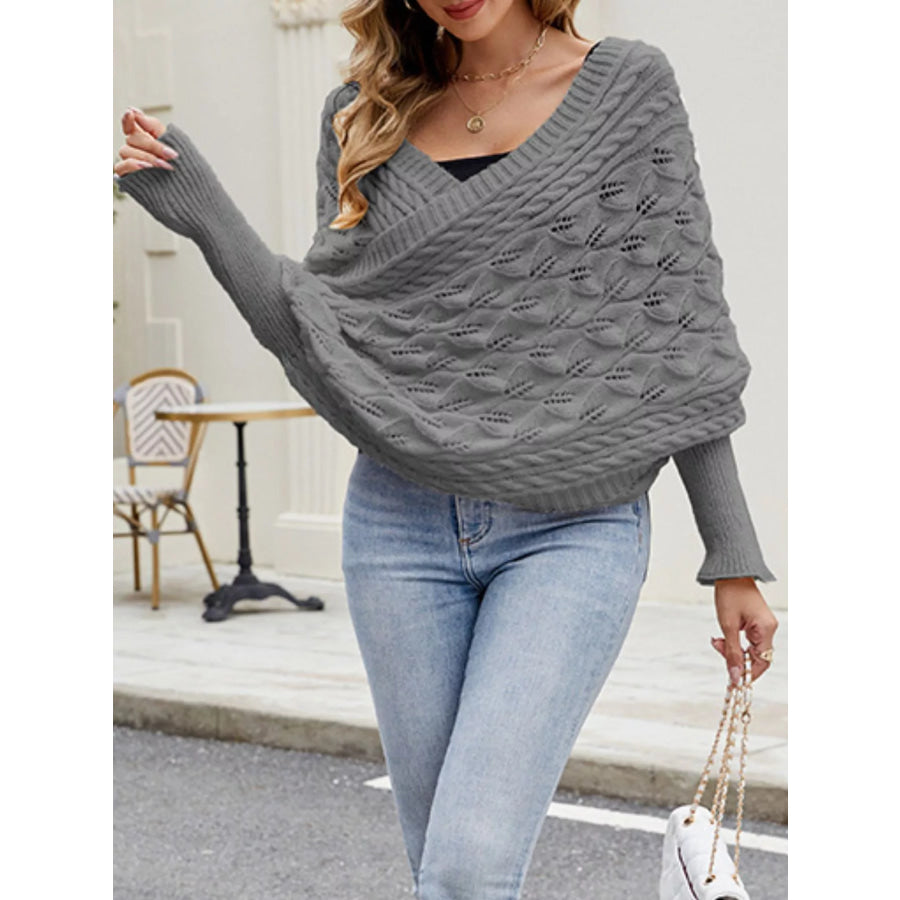 Cable Knit Batwing Sleeve Sweater Apparel and Accessories