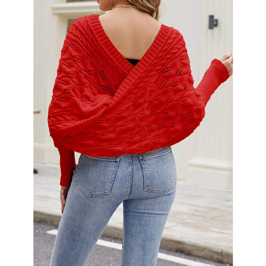 Cable Knit Batwing Sleeve Sweater Apparel and Accessories