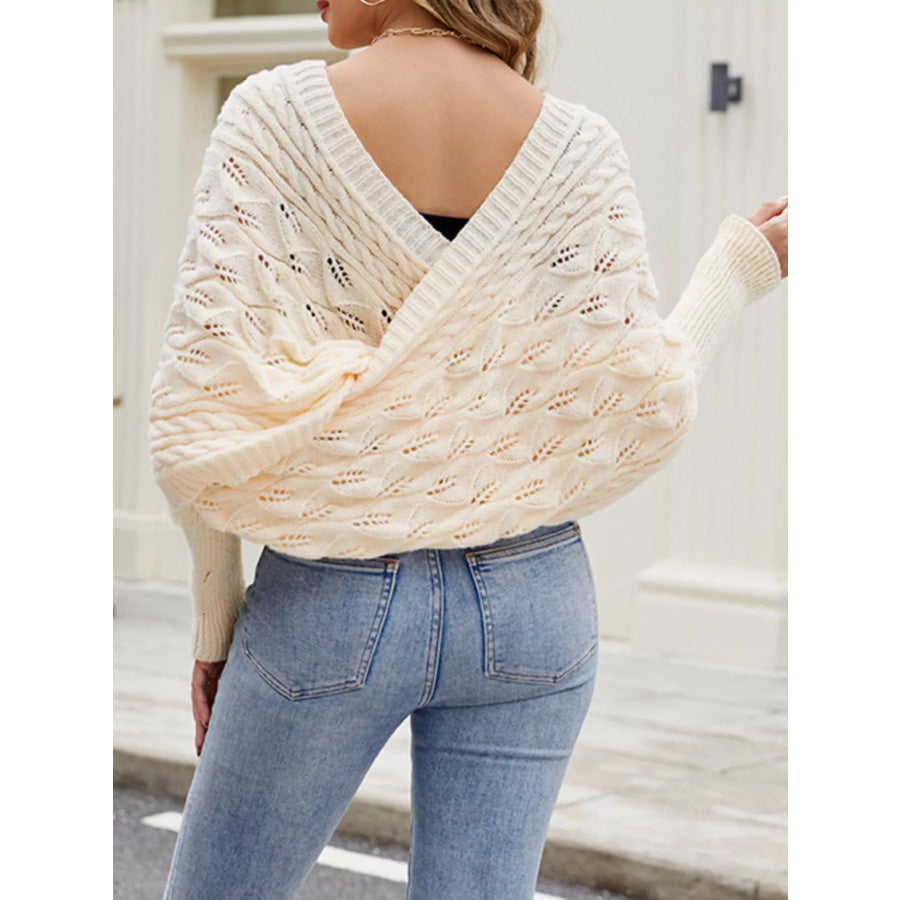 Cable Knit Batwing Sleeve Sweater Apparel and Accessories