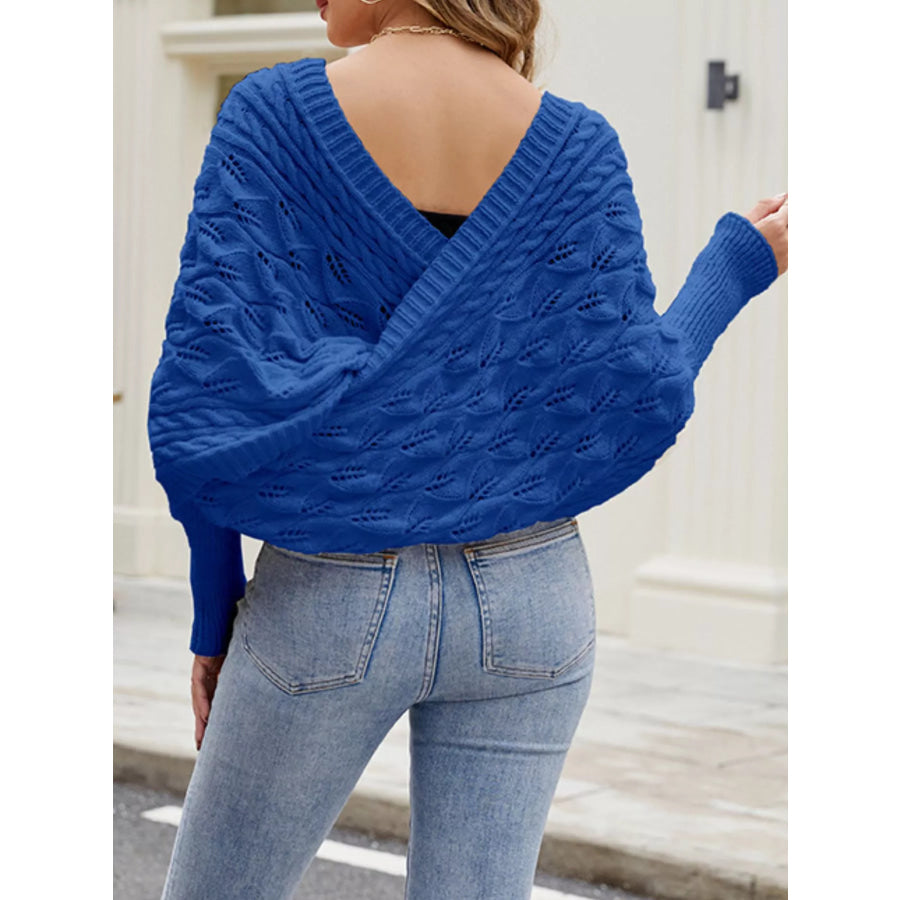 Cable Knit Batwing Sleeve Sweater Apparel and Accessories