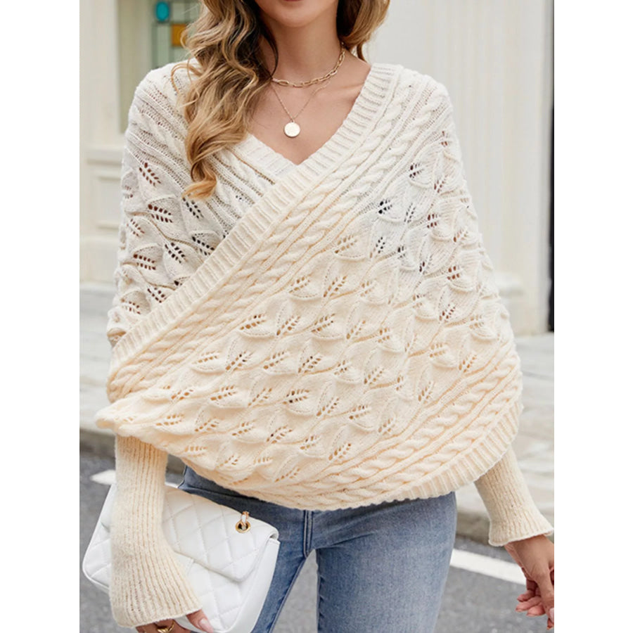 Cable Knit Batwing Sleeve Sweater Apparel and Accessories