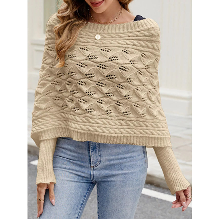 Cable Knit Batwing Sleeve Sweater Apparel and Accessories