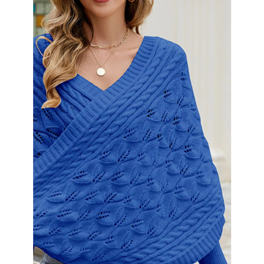Cable Knit Batwing Sleeve Sweater Apparel and Accessories