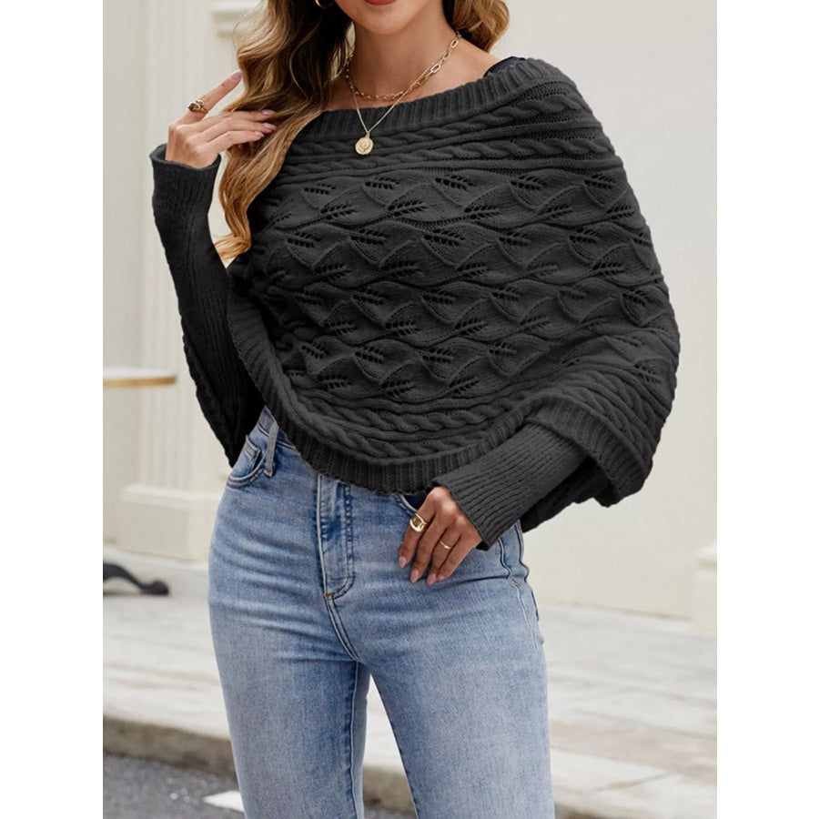 Cable Knit Batwing Sleeve Sweater Apparel and Accessories