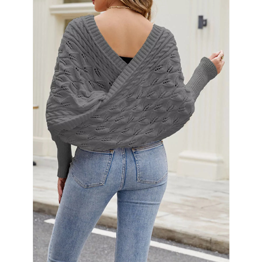 Cable Knit Batwing Sleeve Sweater Apparel and Accessories