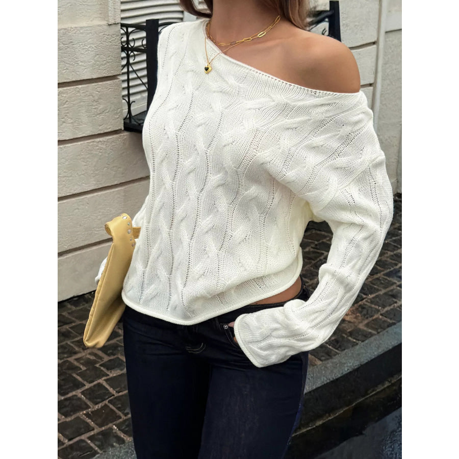 Cable Knit Boat Neck Sweater Apparel and Accessories