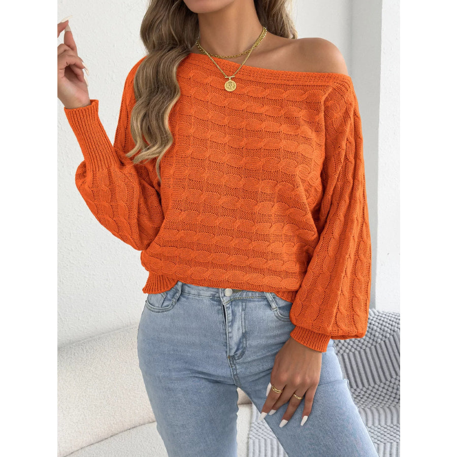 Cable Knit Boat Neck Sweater Apparel and Accessories
