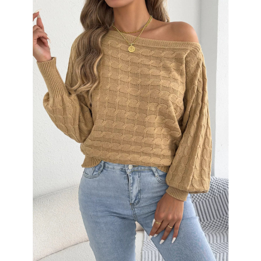 Cable Knit Boat Neck Sweater Apparel and Accessories