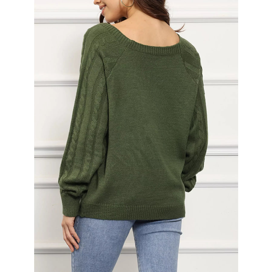 Cable Knit Boat Neck Sweater Apparel and Accessories