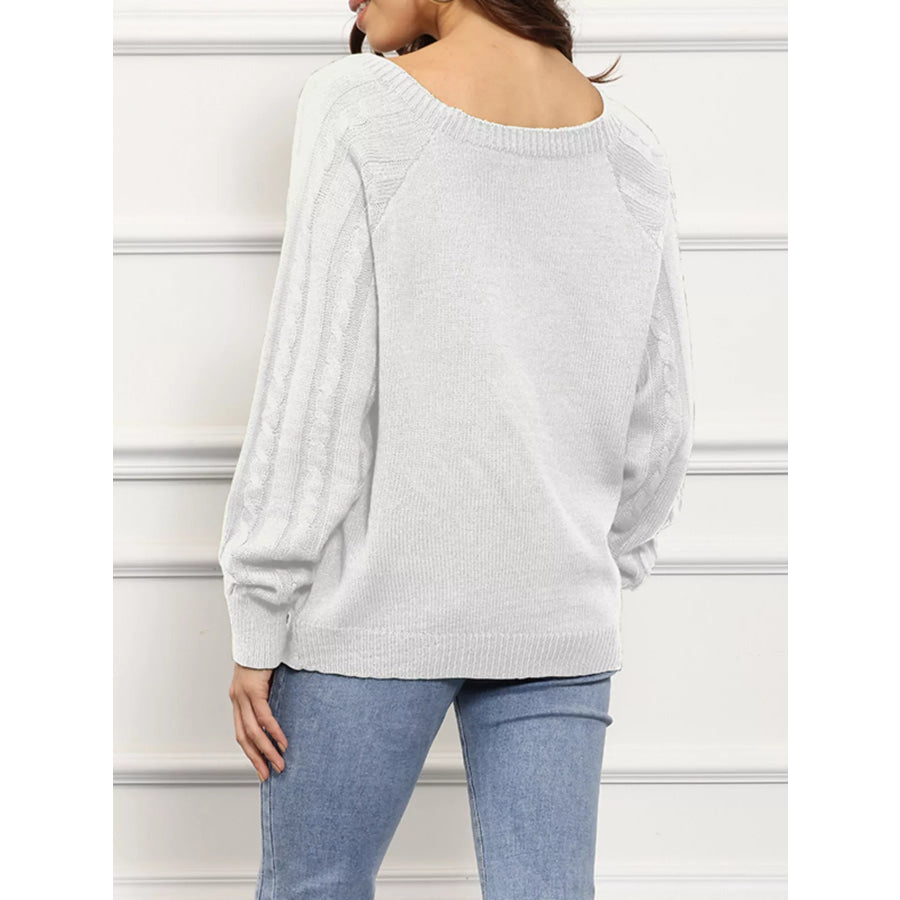 Cable Knit Boat Neck Sweater Apparel and Accessories