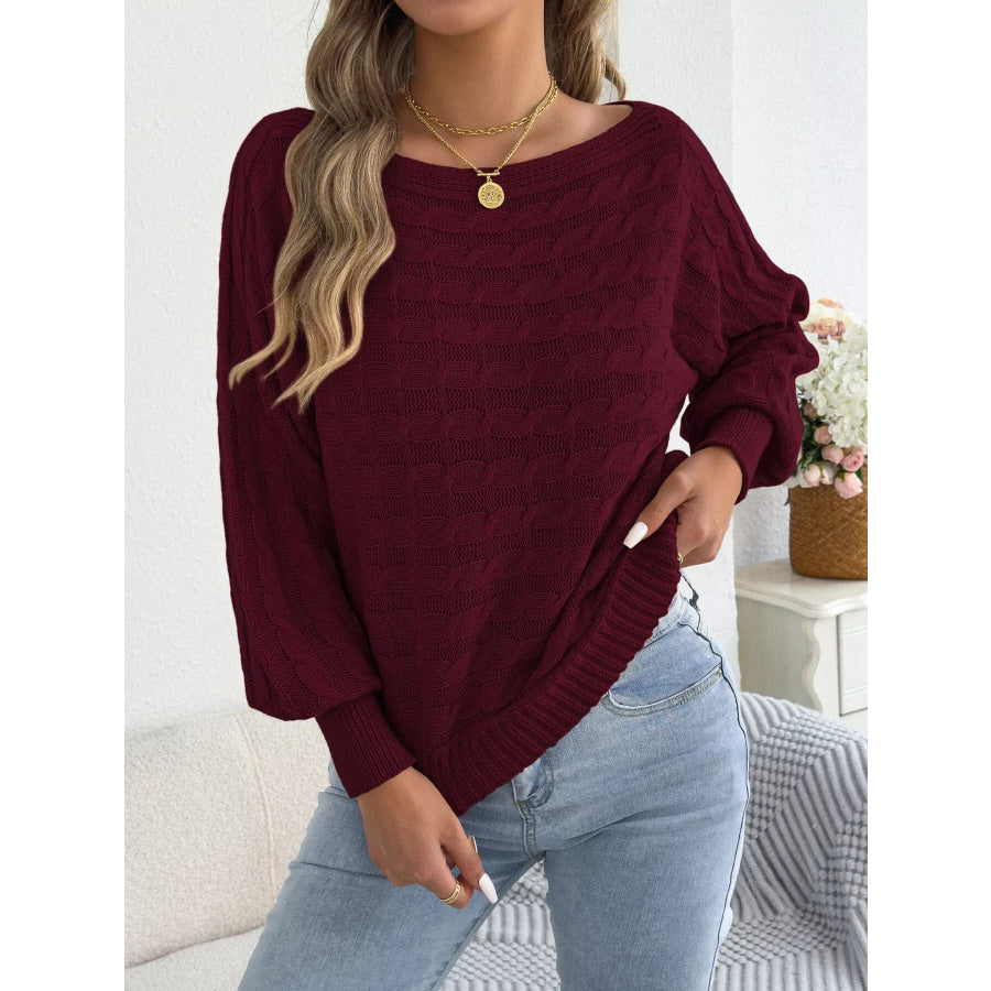 Cable Knit Boat Neck Sweater Apparel and Accessories
